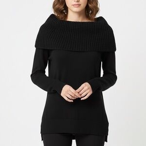 MICHAEL Michael Kors Black Off-the-Shoulder Cowl Neck Sweater - Size S
